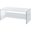 Convenience Concepts SoHo Coffee Table in White Wood Finish and Clear Glass