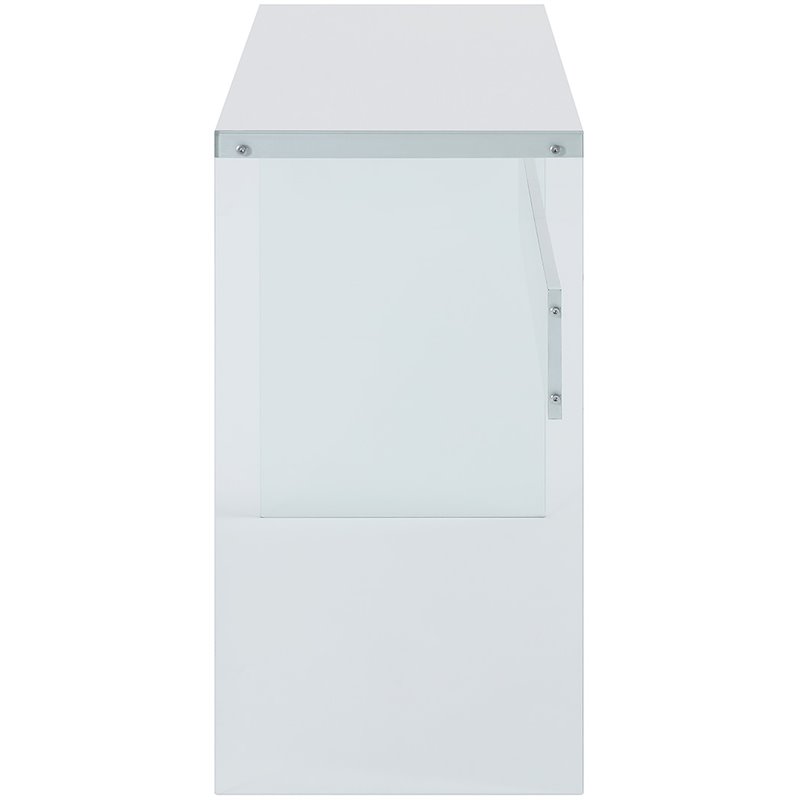 Convenience Concepts SoHo Console Table in White Wood Finish and Clear Glass