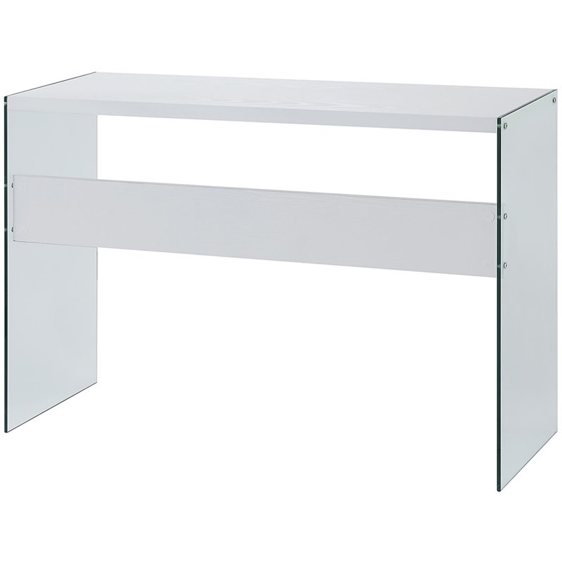 Convenience Concepts SoHo Console Table in White Wood Finish and Clear Glass