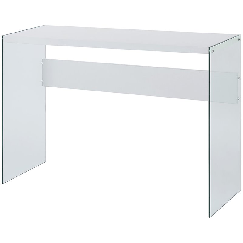 Convenience Concepts SoHo Console Table in White Wood Finish and Clear Glass