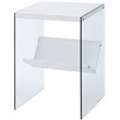 Convenience Concepts SoHo End Table in White Wood Finish and Clear Glass