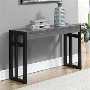 convenience concepts monterey console table in weathered gray wood and metal
