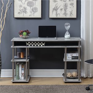 Convenience Concepts Designs2Go Writing Desk in Faux Birch Gray Wood Finish