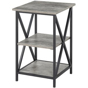 Convenience Concepts Tucson 16&quot Square End Table in Faux Birch Gray Wood Finsih