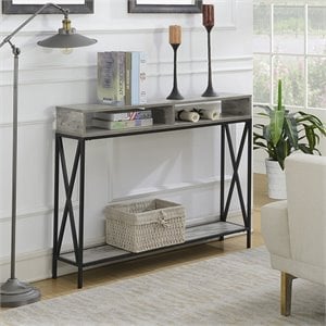 Convenience Concepts Tucson Deluxe Console Table in Faux Birch Gray Wood