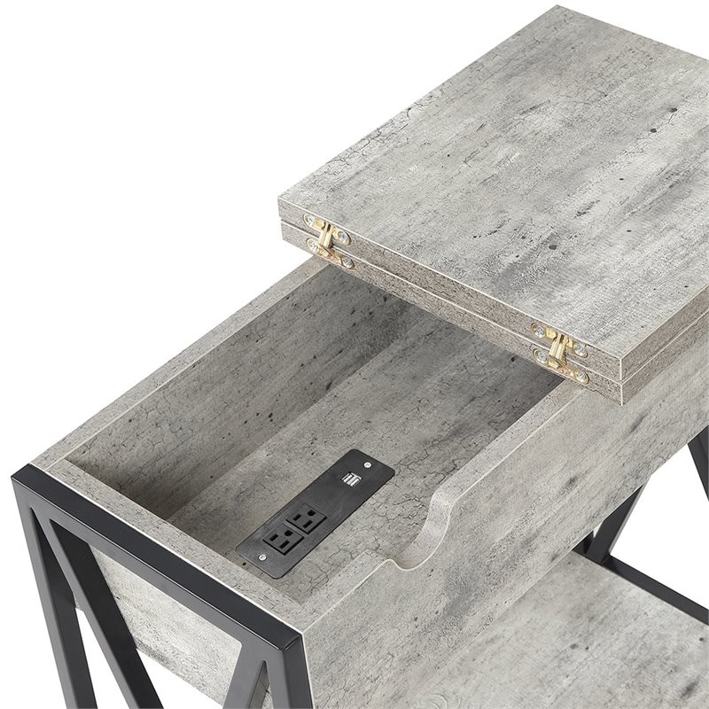 Convenience Concepts Tucson Electric Flip Top End Table in Faux Birch