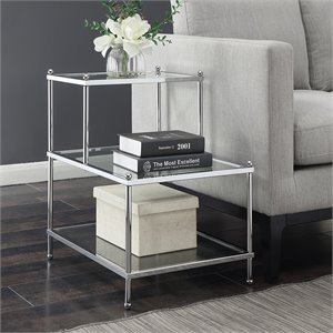 convenience concepts royal crest top step end table in clear glass and chrome