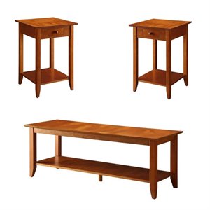 american heritage 2 piece heritage coffee table and set of 2 end table set in cherry