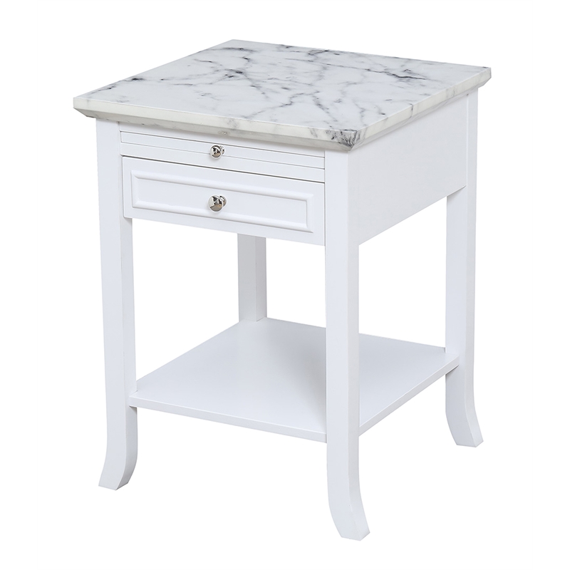 Convenience Concepts American Heritage Logan End Table in White Wood Finish