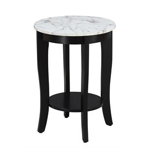 Convenience Concepts American Heritage Round End Table in Black Wood Finish