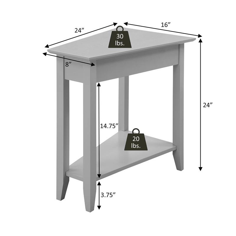 Convenience Concepts American Heritage Wedge End Table in White Wood Finish
