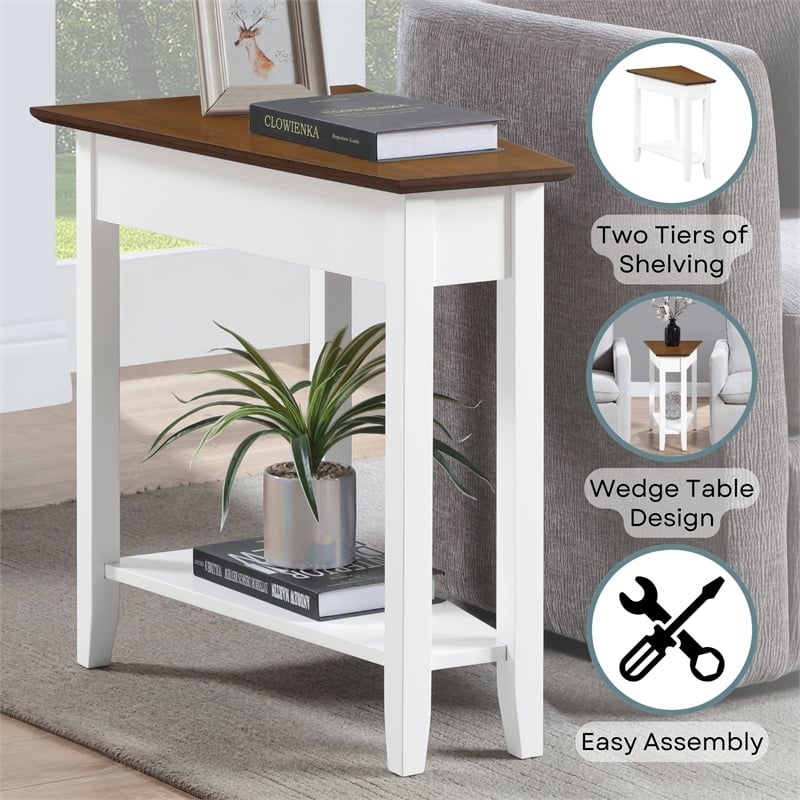 Convenience Concepts American Heritage Wedge End Table in White Wood Finish