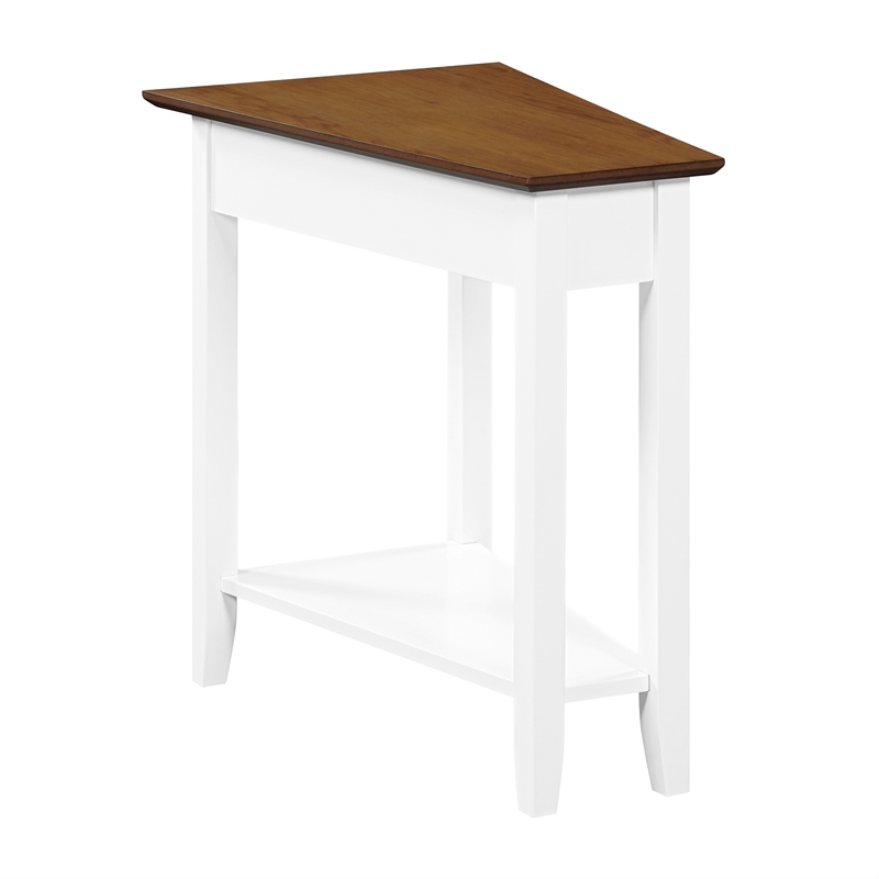 Convenience Concepts American Heritage Wedge End Table in White Wood Finish