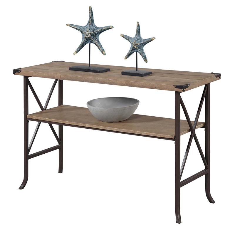 Convenience Concepts Brookline Console Table in Beige Driftwood Wood Finish