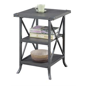 Convenience Concepts Brookline Three-Tier End Table in Gray Wood Finish
