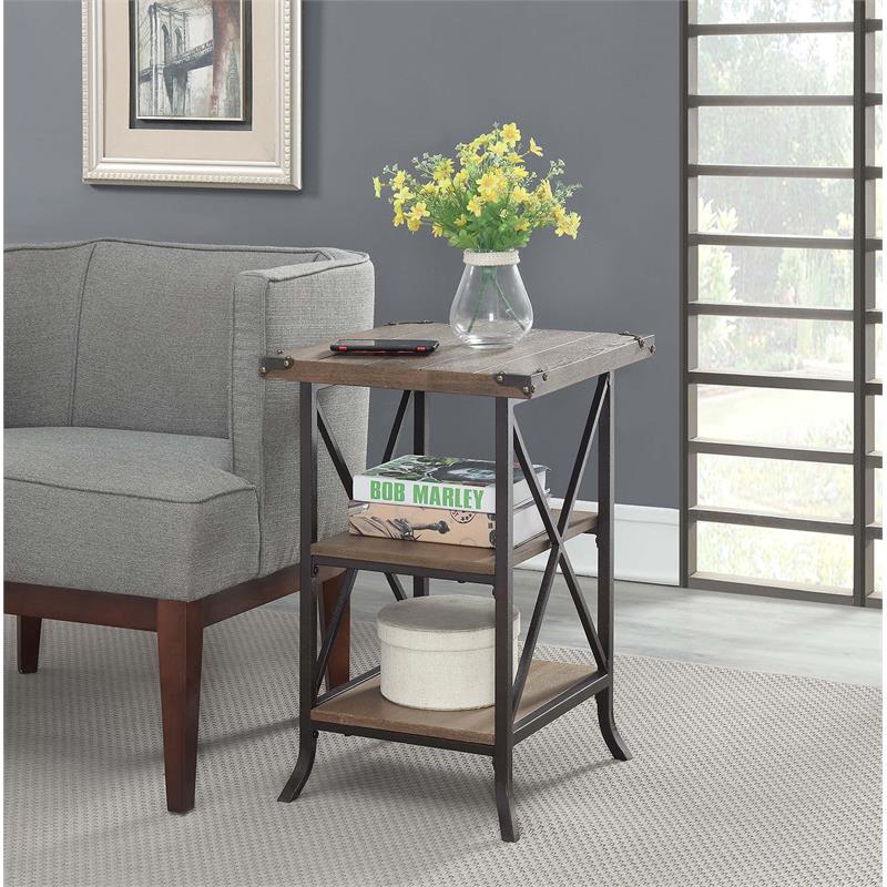 Convenience Concepts Brookline End Table in Beige Driftwood Wood Finish