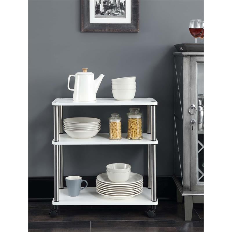 Convenience Concepts Designs2Go Office Caddy in White Wood Finish With Casters