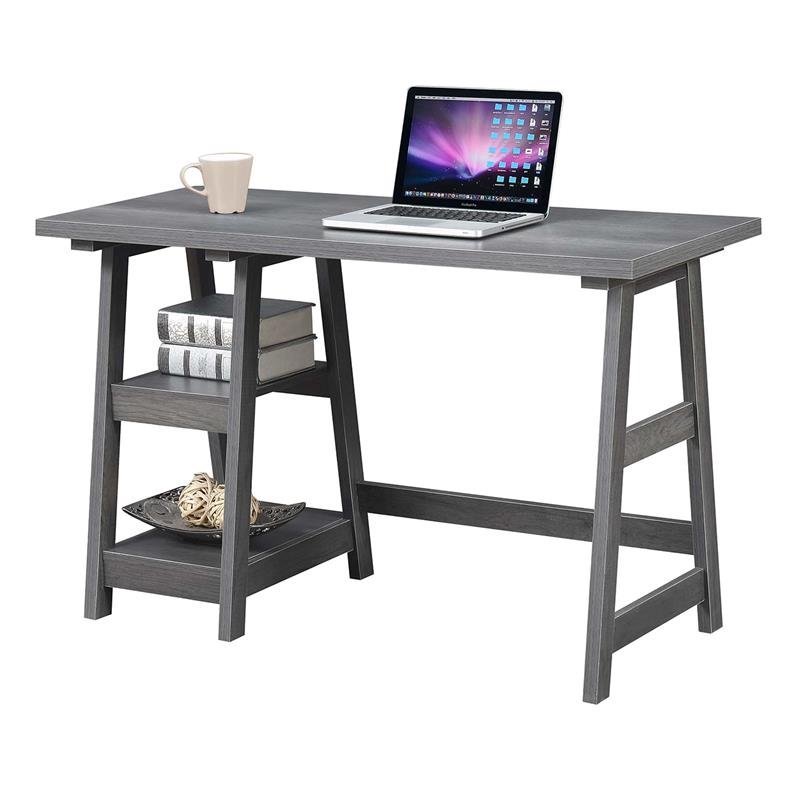 Convenience Concepts Designs2Go Trestle Desk in Gray Wood Finish