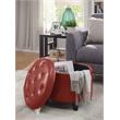 Convenience Concepts Designs4Comfort Round Ottoman in Red Faux Leather