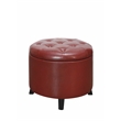 Convenience Concepts Designs4Comfort Round Ottoman in Red Faux Leather