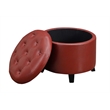 Convenience Concepts Designs4Comfort Round Ottoman in Red Faux Leather