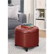Convenience Concepts Designs4Comfort Round Ottoman in Red Faux Leather