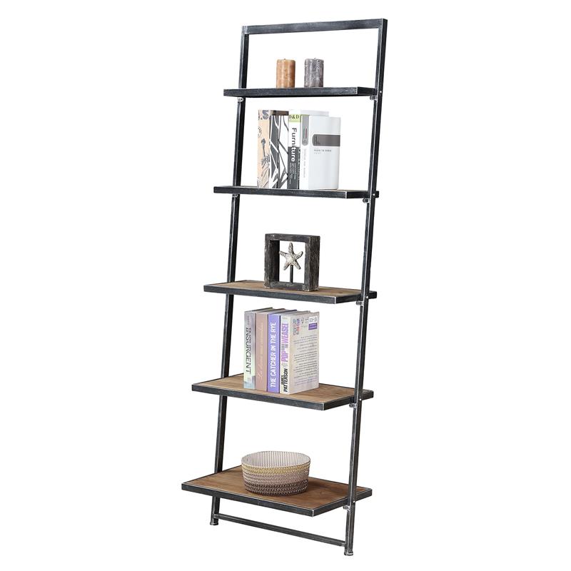Convenience Concepts Laredo Five-Tier Ladder Bookcase/Shelf in Black Metal