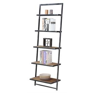 Convenience Concepts Laredo Five-Tier Ladder Bookcase/Shelf in Black Metal