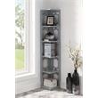 Convenience Concepts Omega Five-Tier Corner Bookcase in Gray Wood Finish