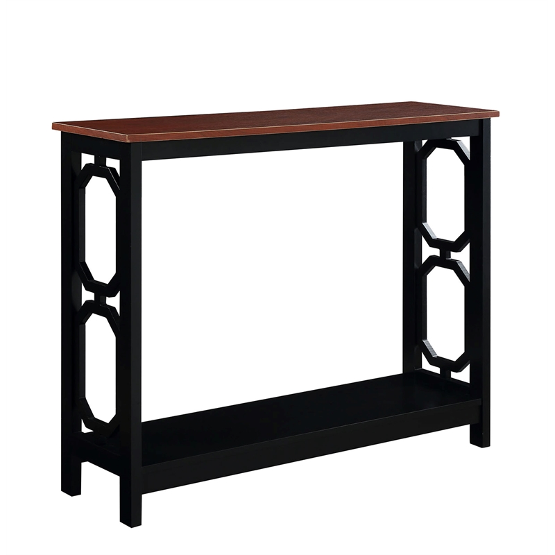Convenience Concepts Omega Console Table in Cherry and Black Wood Finish