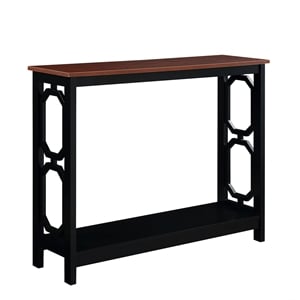 Convenience Concepts Omega Console Table in Cherry and Black Wood Finish