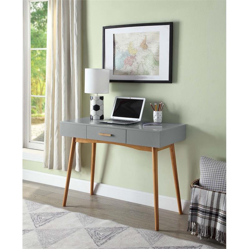 Convenience Concepts Oslo One-Drawer Desk in Gray Wood Finish