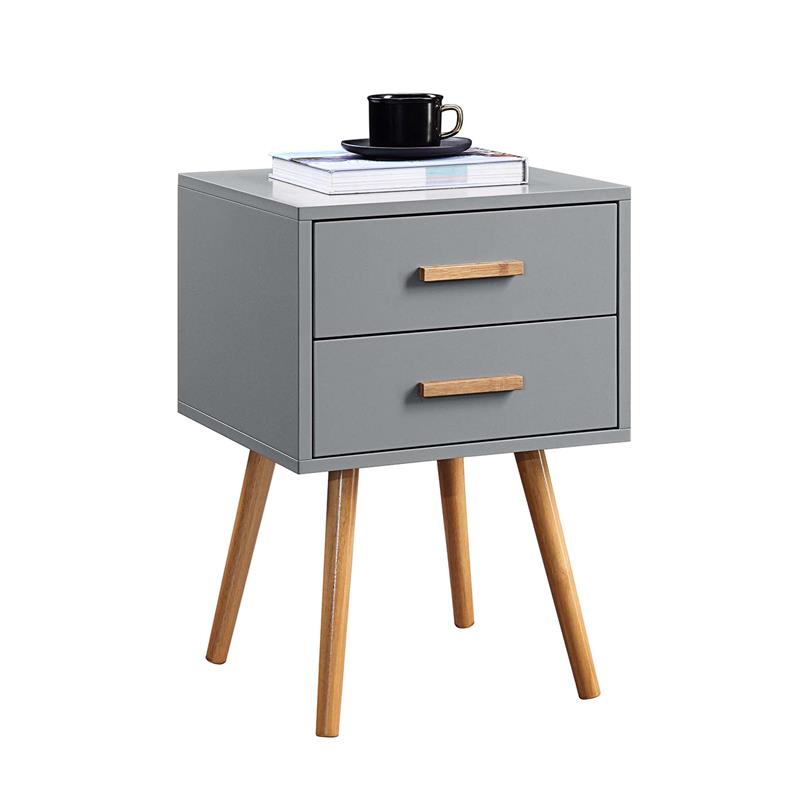 Convenience Concepts Oslo Two-Drawer End Table in Gray Wood Finish