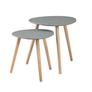 convenience concepts oslo nesting end tables in gray wood finish