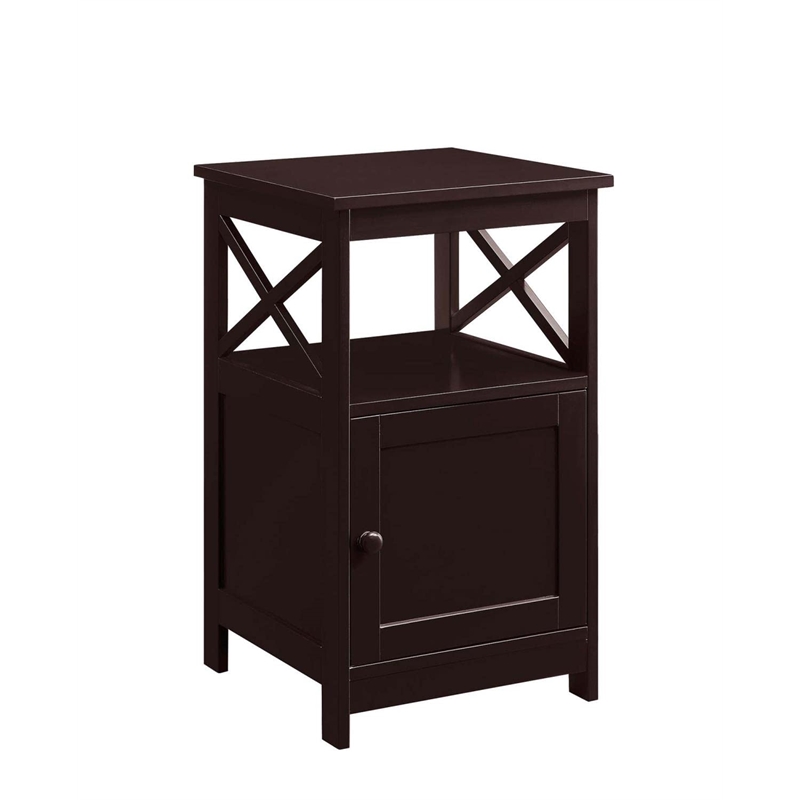 Convenience Concepts Oxford End Table with Cabinet in Espresso Wood Finish