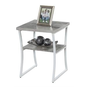 Convenience Concepts X-Calibur End Table in Gray Wood Finish and Metal Frame
