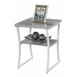 Convenience Concepts X-Calibur End Table in Gray Wood Finish and Metal Frame