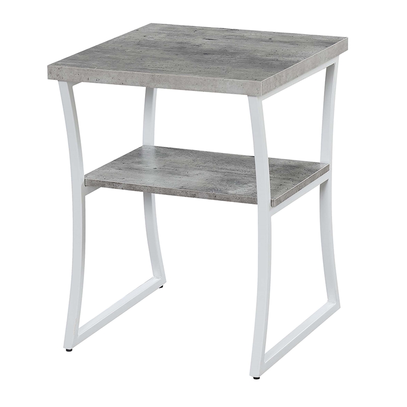 Convenience Concepts X-Calibur End Table in Gray Wood Finish and Metal Frame