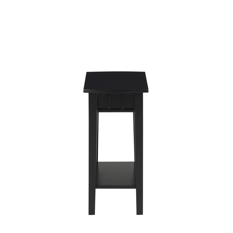 Convenience Concepts Dennis End Table in Black Wood Finish with Shelf