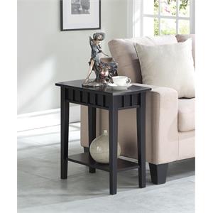 convenience concepts dennis end table in black wood finish with shelf