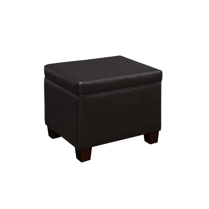 Convenience Concepts Madison Storage Ottoman in Espresso Faux Leather Fabric
