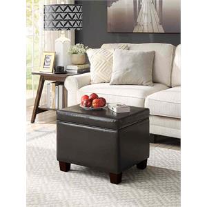 Convenience Concepts Madison Storage Ottoman in Espresso Faux Leather Fabric