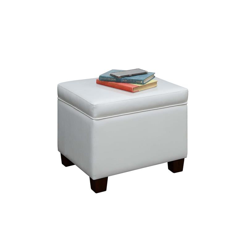 Convenience Concepts Madison Storage Ottoman in Ivory Faux Leather Fabric