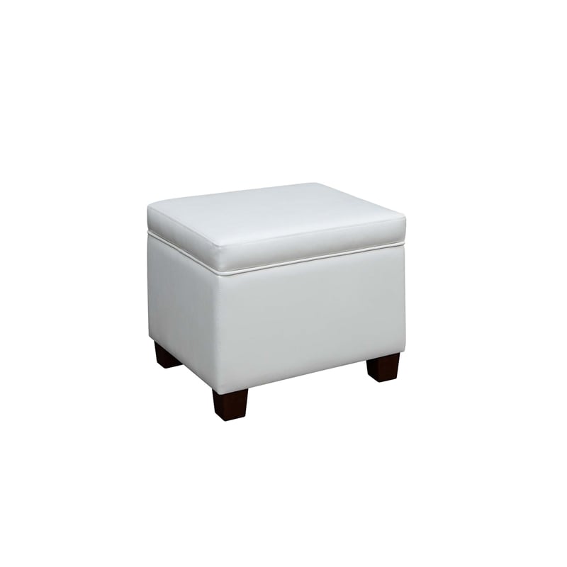 Convenience Concepts Madison Storage Ottoman in Ivory Faux Leather Fabric
