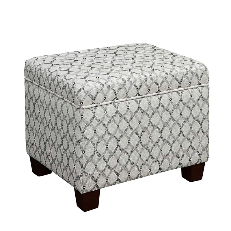 Convenience Concepts Madison Storage Ottoman in Gray Faux Leather Print Fabric
