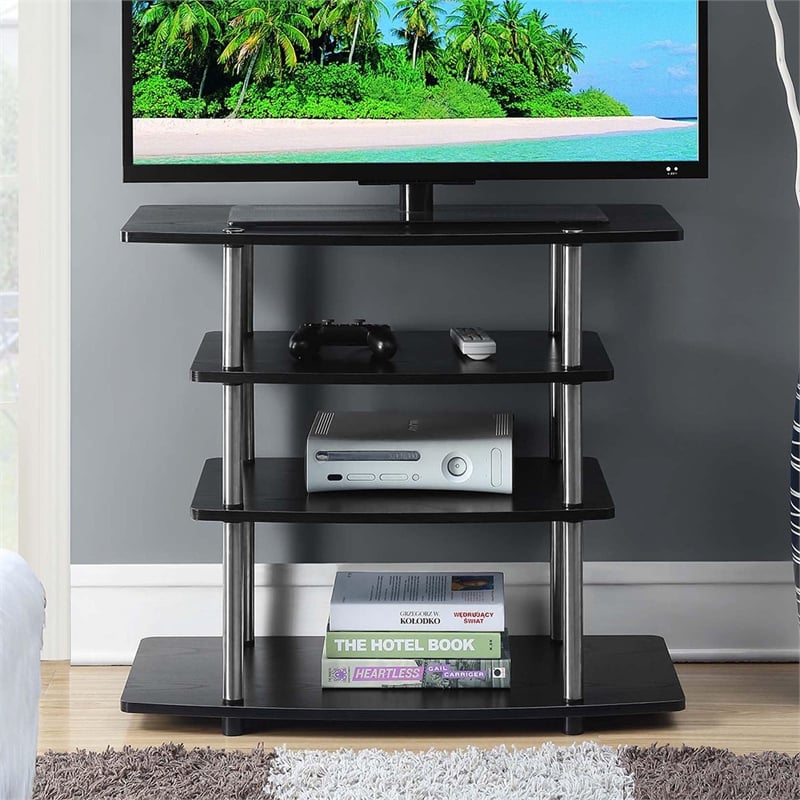 Convenience Concepts Designs2Go No Tools Highboy TV Stand in Black Wood