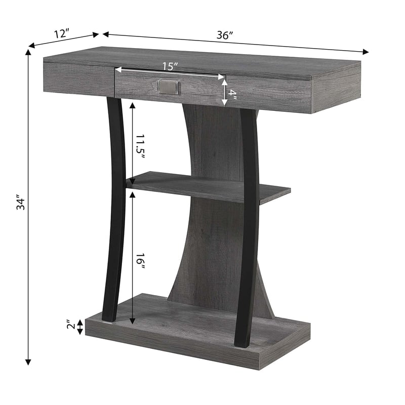 Convenience Concepts Newport Harri Console Table in Gray Wood Finish