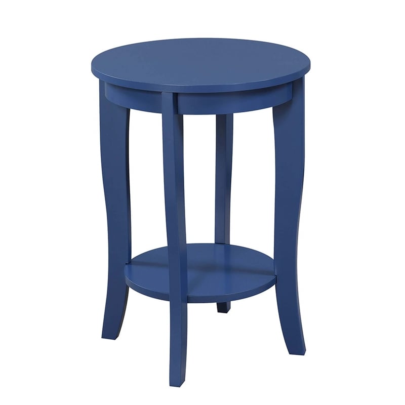 Convenience Concepts American Heritage Round End Table in Blue Wood Finish