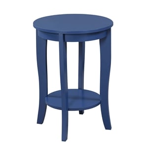 Convenience Concepts American Heritage Round End Table in Blue Wood Finish
