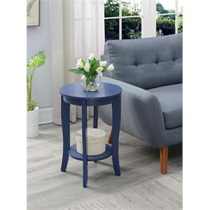 convenience concepts american heritage round end table in blue wood finish